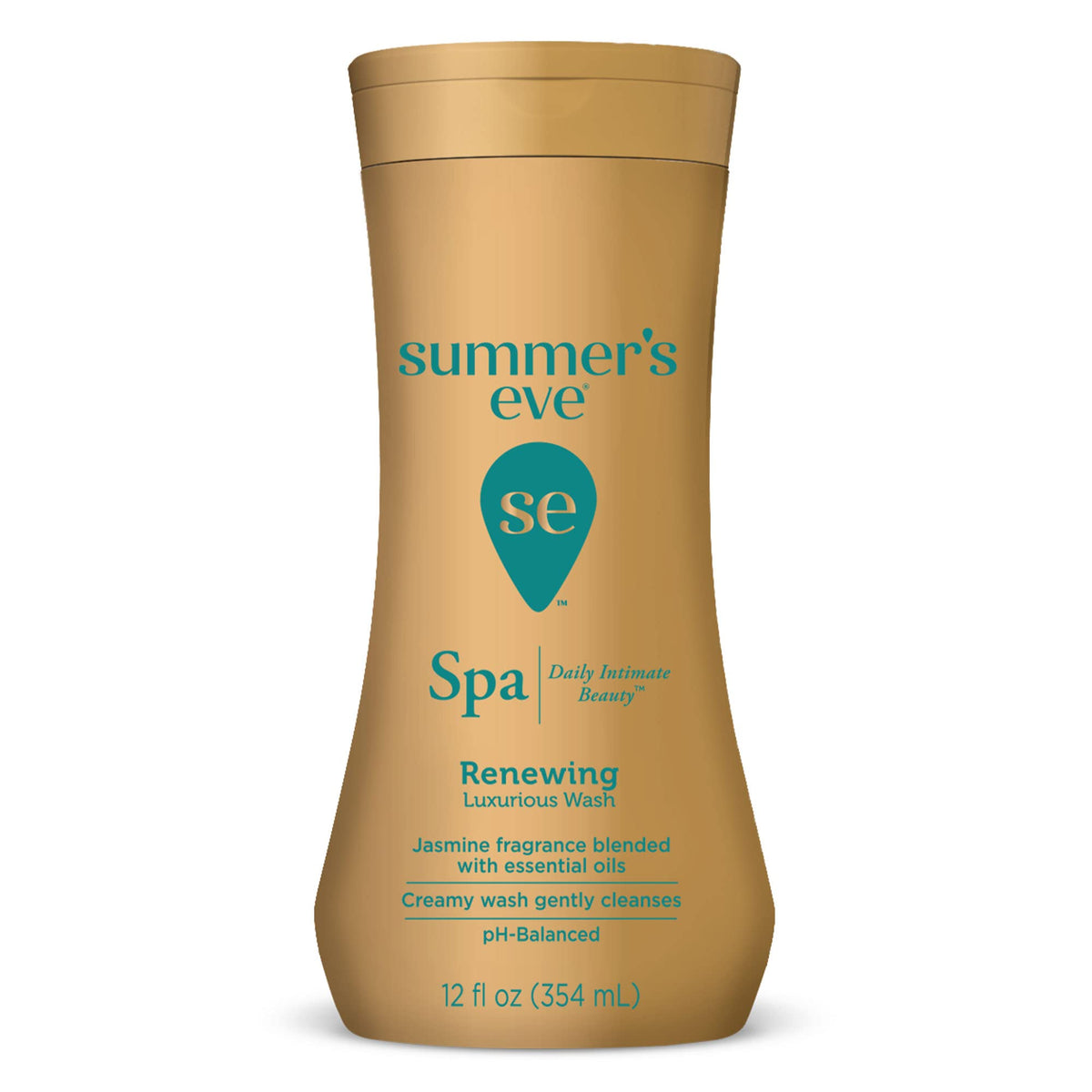 Summer's Eve Spa Renewing Jasmine Wash bottle offers a gentle daily cleanse for soft, refreshed skin.