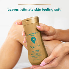 Label focus on gentle, pH-balanced daily care from Summer's Eve Spa Renewing Jasmine Wash.