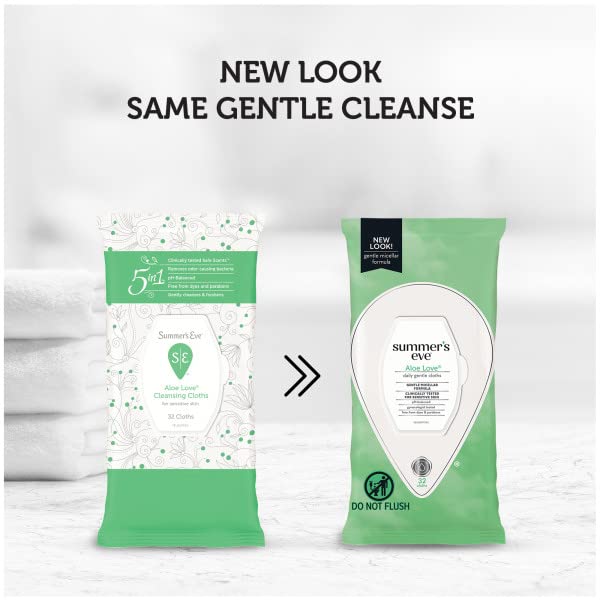 Summer's Eve Aloe Love cleansing cloths pack on shelf with fresh aesthetic