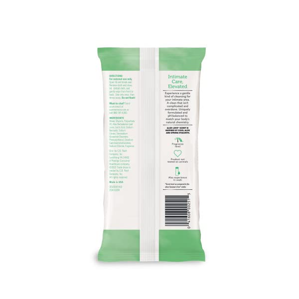 Summer's Eve Aloe Love wipes being used for quick on-the-go cleansing