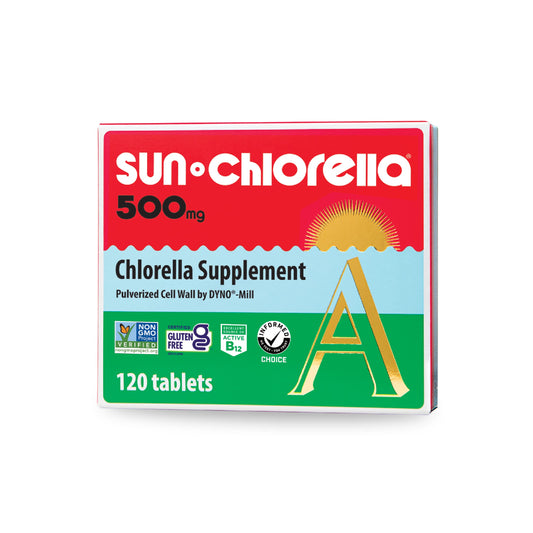 Front view of Sun Chlorella 500mg tablets