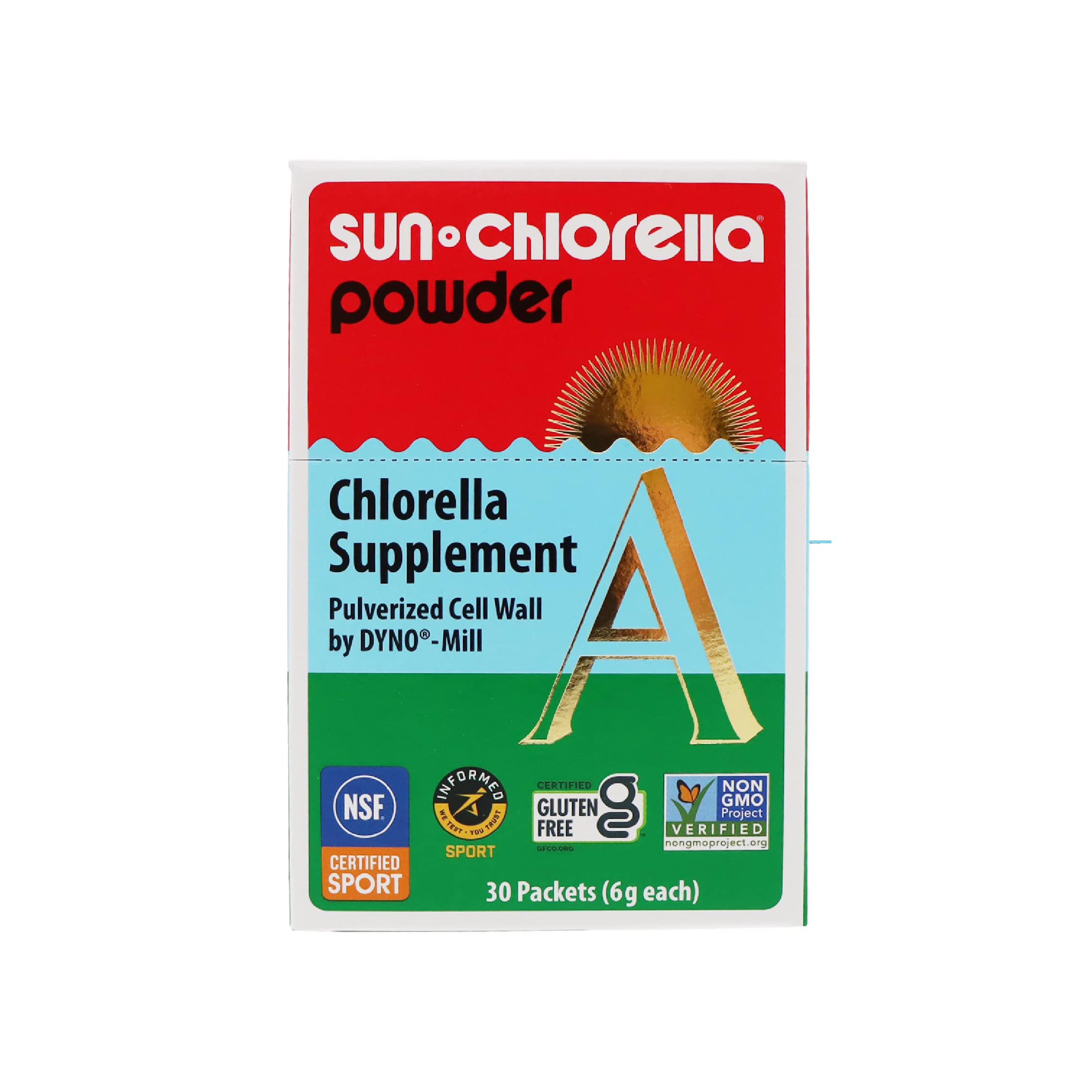 Sun Chlorella Powder sachets and box
