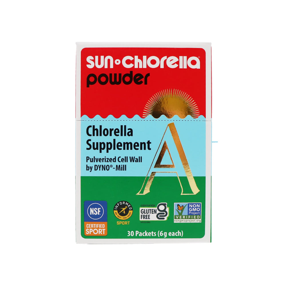 Sun Chlorella Powder sachets and box