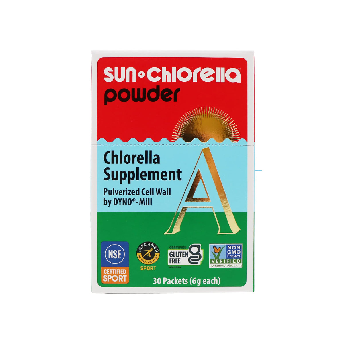 Sun Chlorella Powder sachets and box