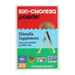 Front label of Sun Chlorella Powder Green Algae supplement