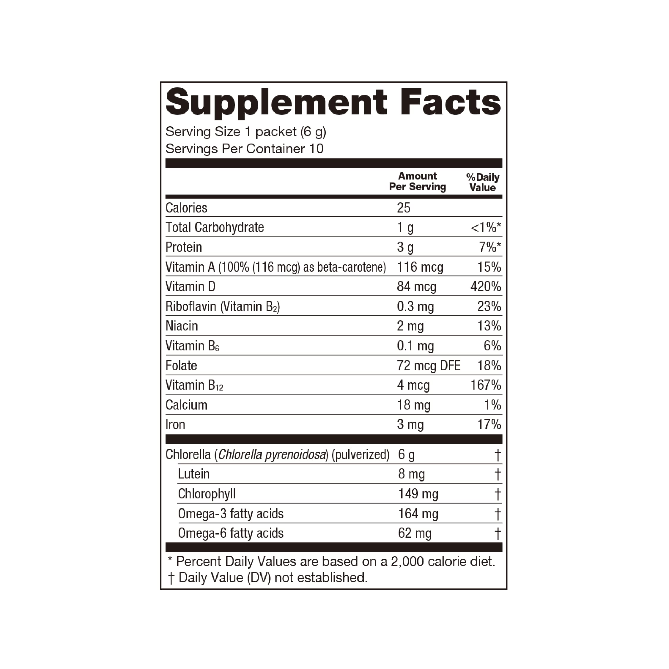 Serving suggestion showing Sun Chlorella Powder mixed into a beverage