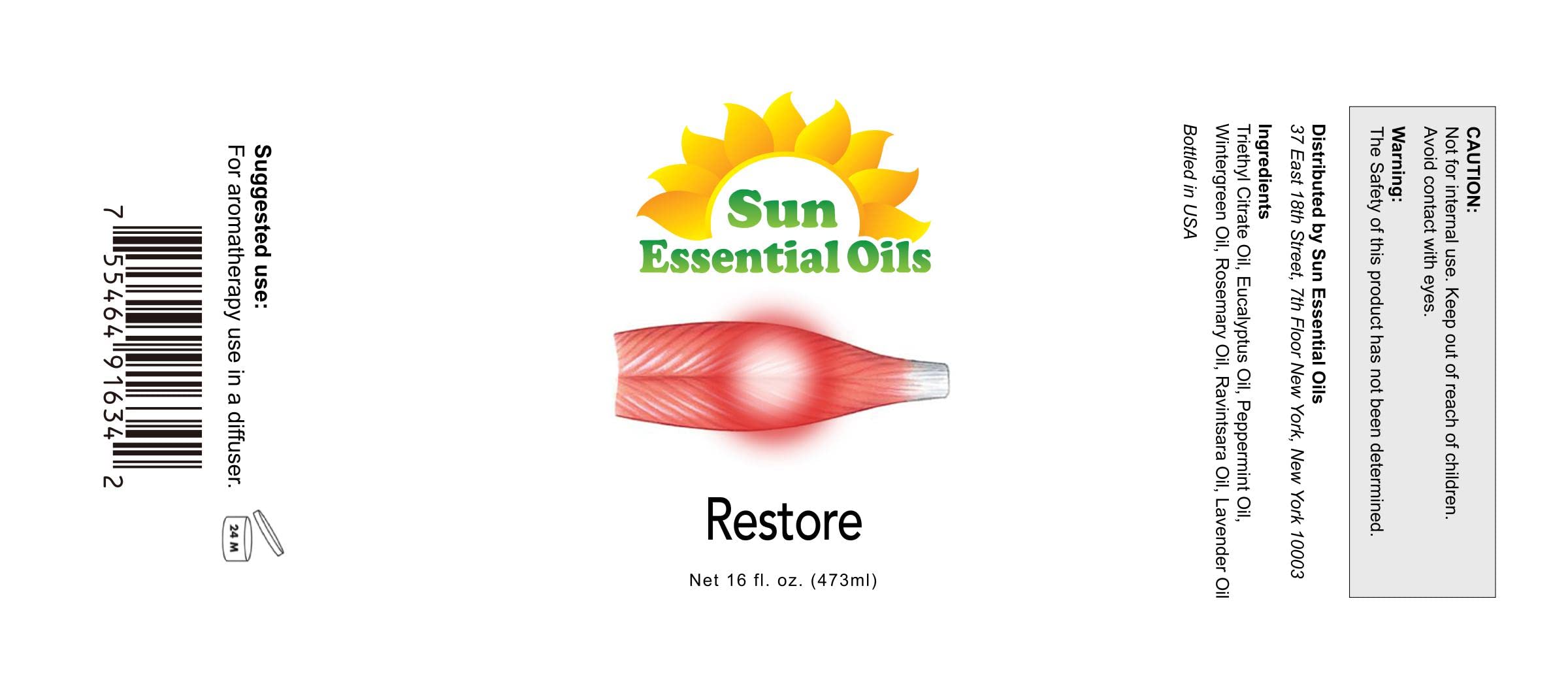 Amber 16oz Deep Muscle Ease bottle from Sun Essential Oils