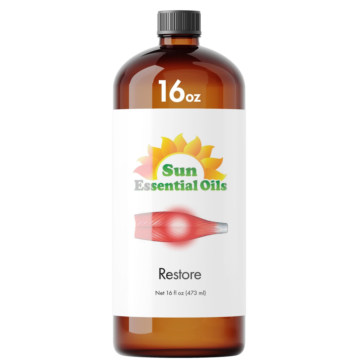 Sun Essential Oils Deep Muscle Ease 16oz diffuser bottle labeled