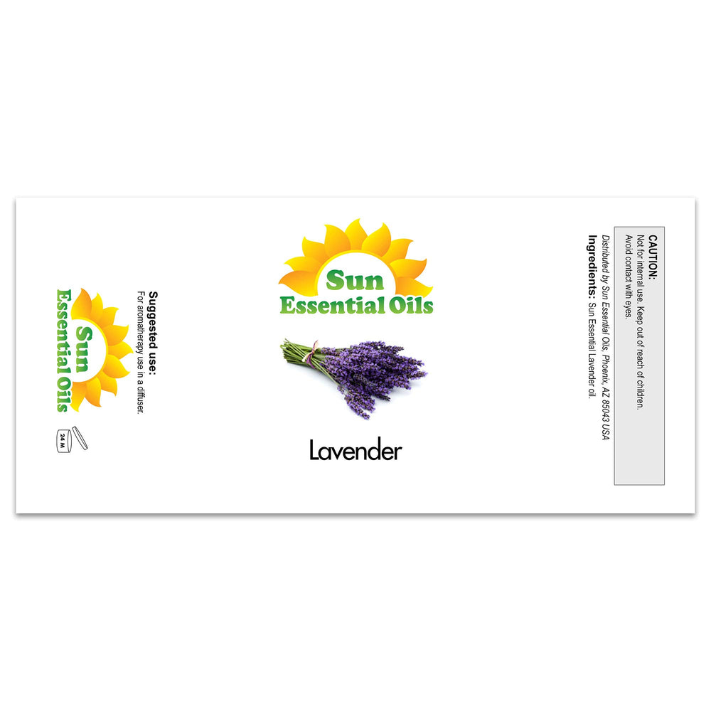 Lavender essential oil 16 oz amber bottle close-up