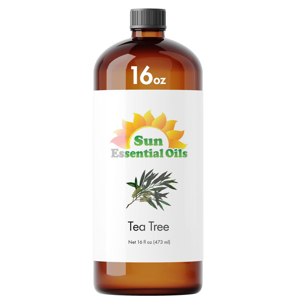 Sun Essential Oils 16 oz Tea Tree Essential Oil bottle in amber glass