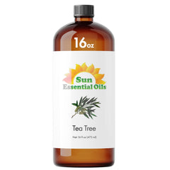 Sun Essential Oils 16 oz Tea Tree Essential Oil bottle in amber glass
