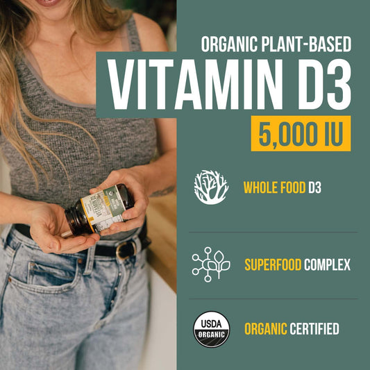 Vitamin D3 derived from sun-grown algae, vegan and organic