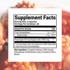 Close-up of plasmalogen and sea pineapple ingredients on label