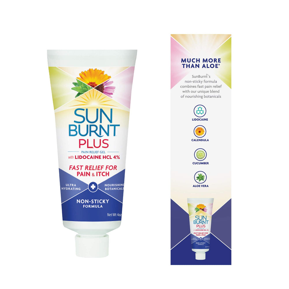 Sunburnt Plus dermatologist tested seal on packaging.