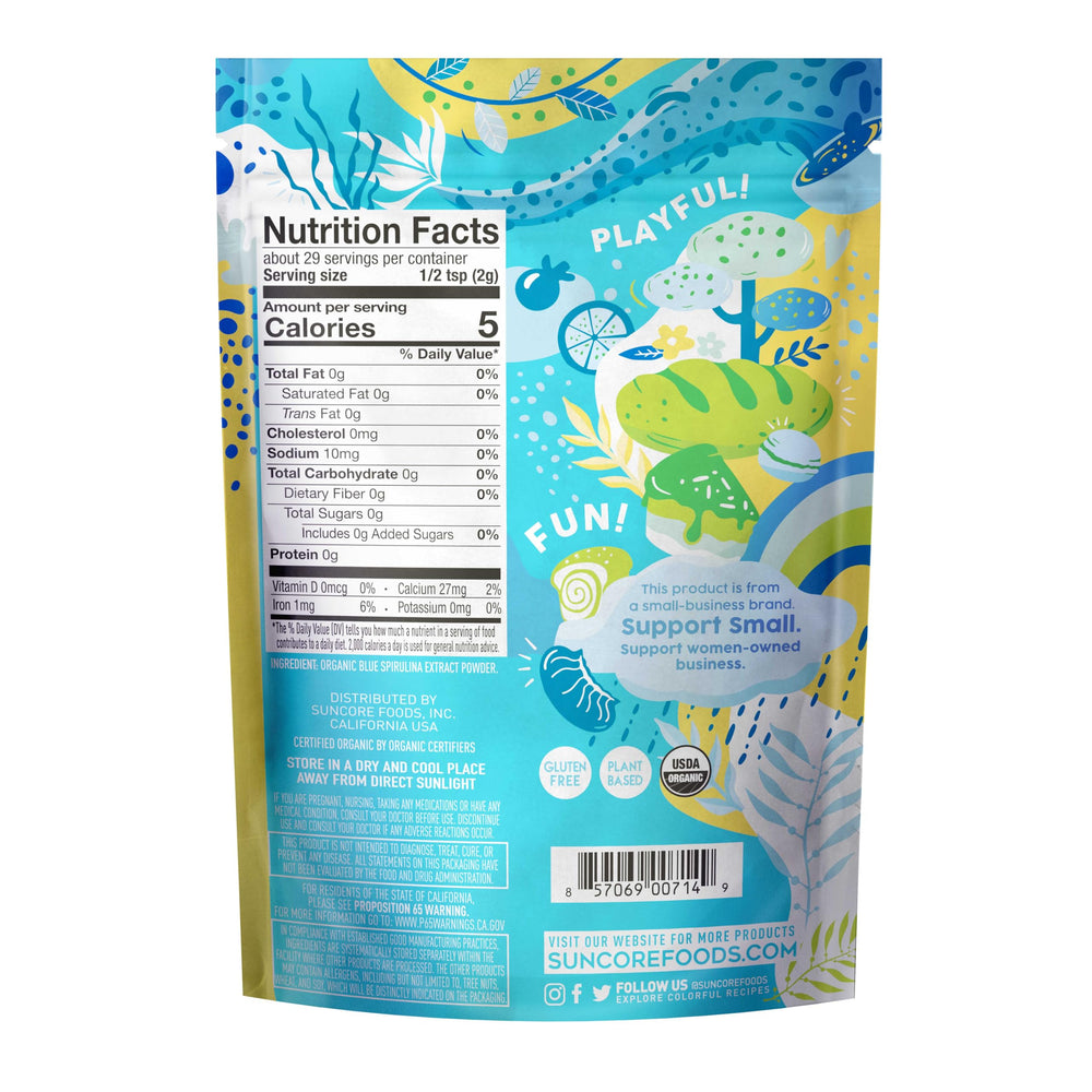 Close-up of vibrant aqua blue spirulina powder