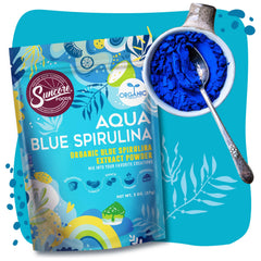 Resealable pouch with Suncore Aqua Blue Spirulina Powder