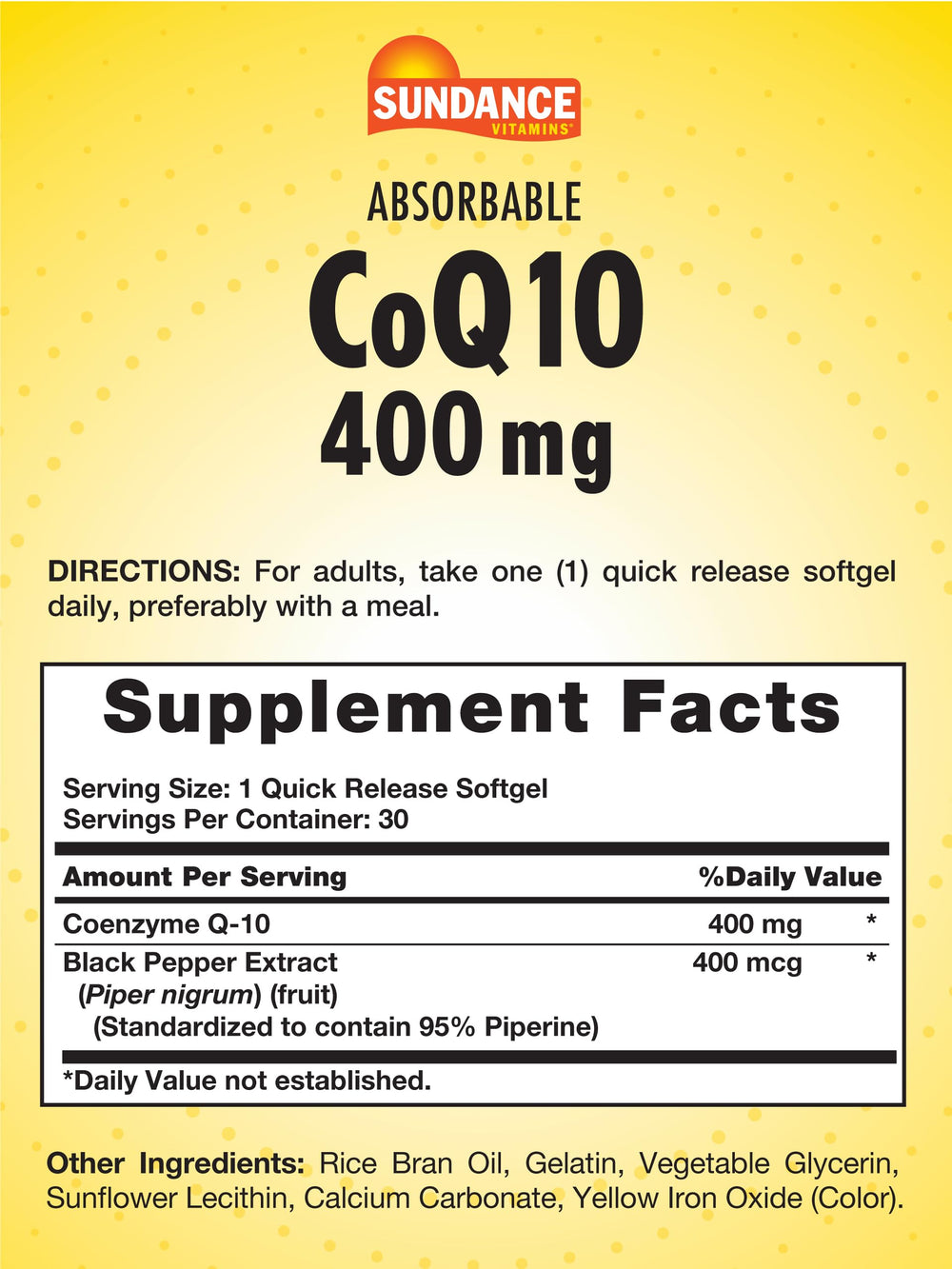 Close-up of CoQ10 400 mg softgels