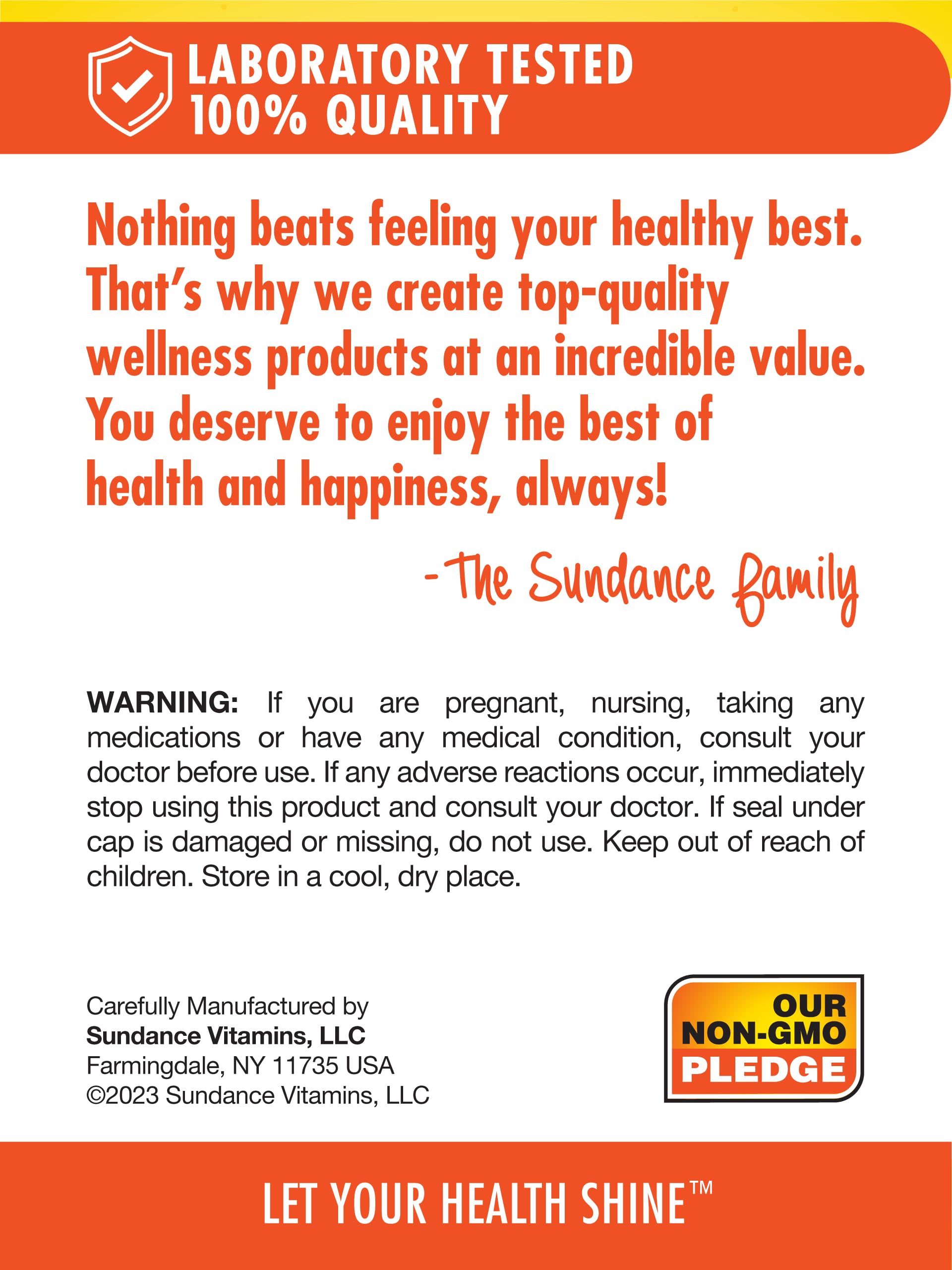 Nutrition facts panel for Sundance CoQ10 50mg softgels