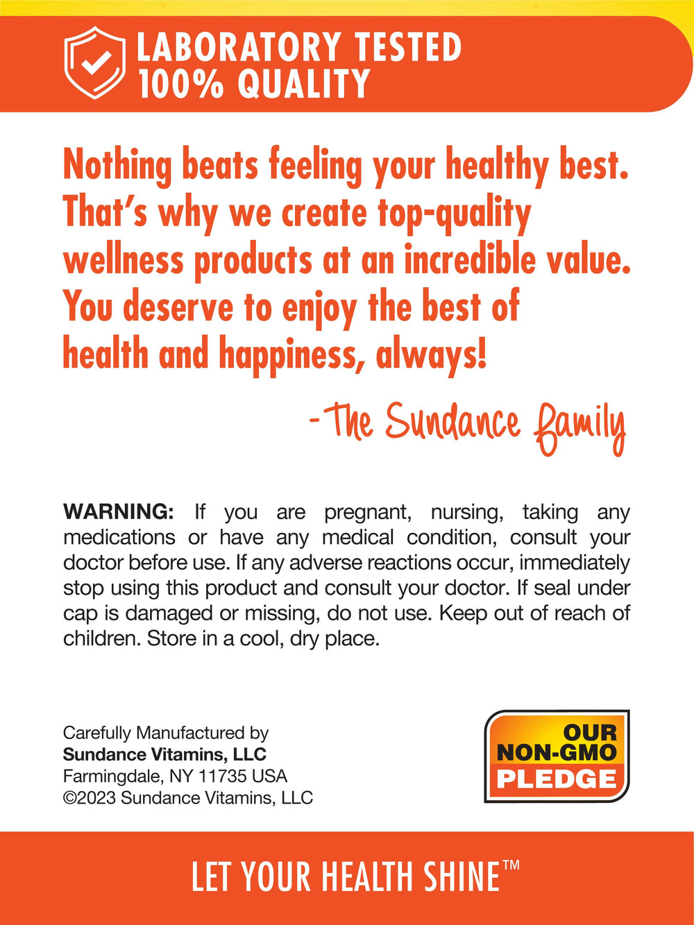 Nutrition facts panel for Sundance CoQ10 50mg softgels