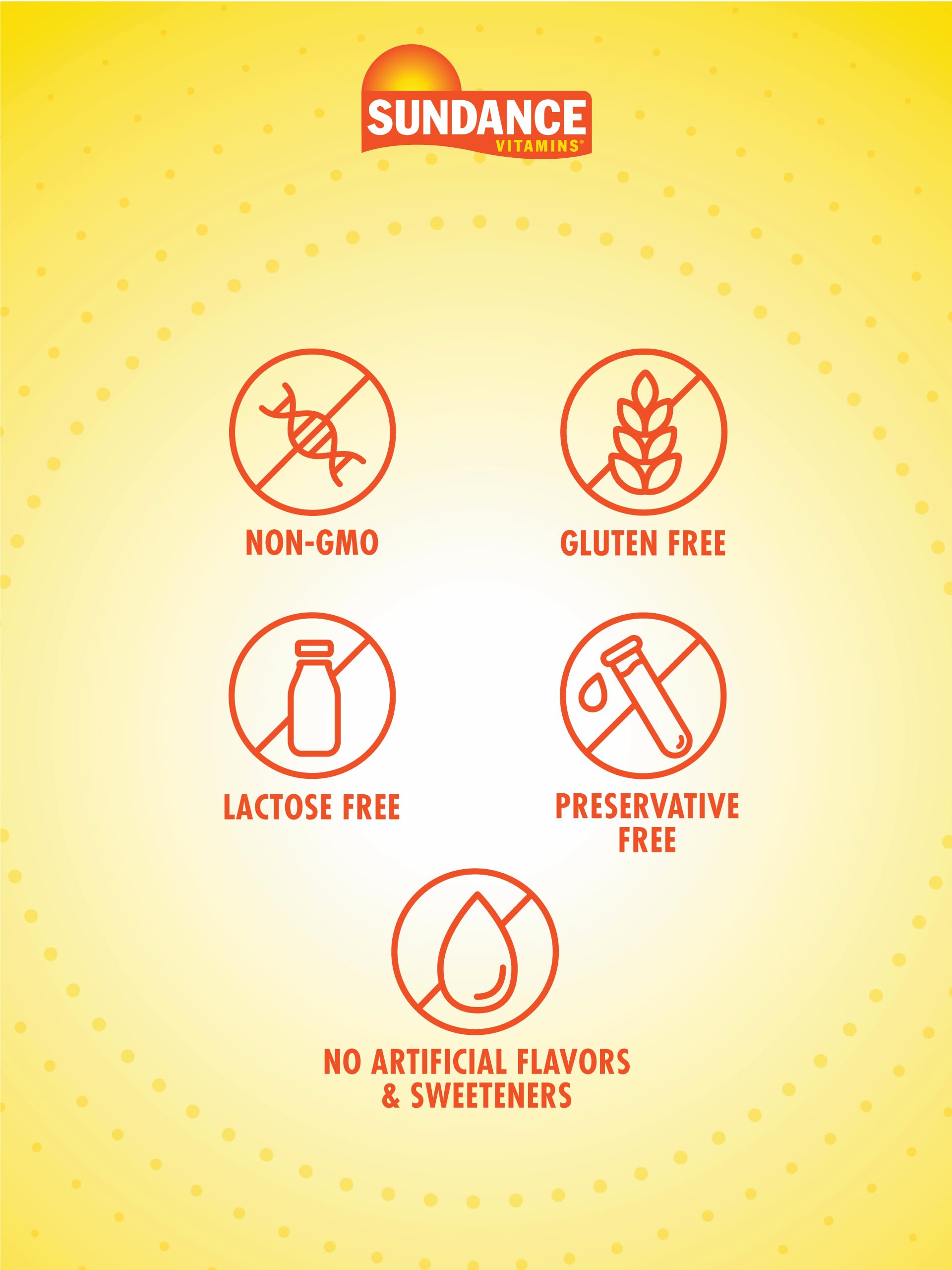 Non-GMO and Gluten Free icons with packaging