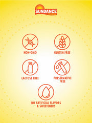 Non-GMO and Gluten Free icons with packaging