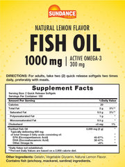 Omega-3 nutrition label on Sundance Fish Oil Softgels