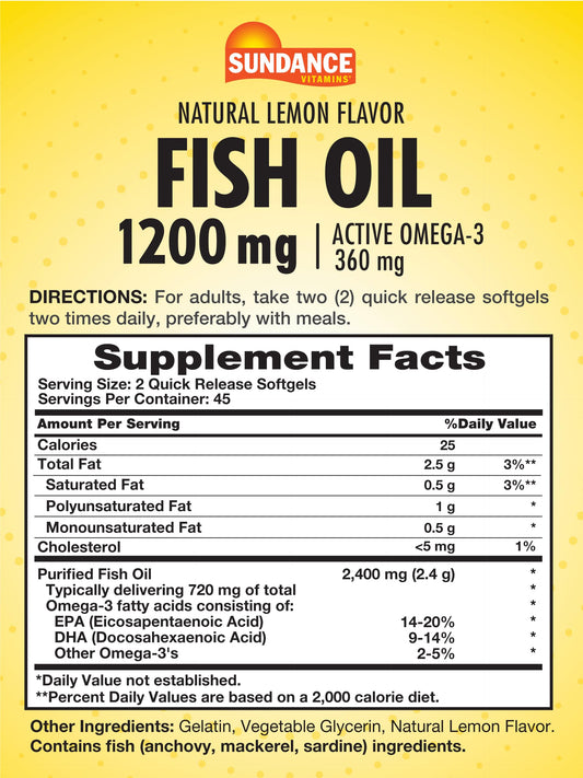Close-up of lemon-flavored fish oil softgels