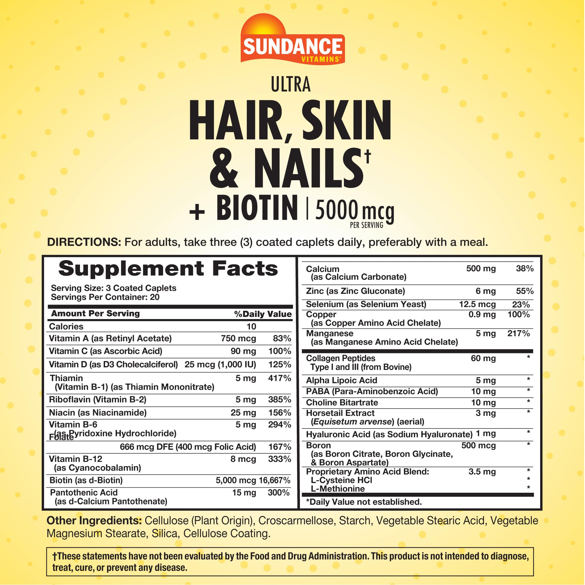 Close-up of coated caplets for Biotin 5000mcg