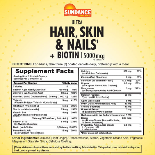 Close-up of coated caplets for Biotin 5000mcg