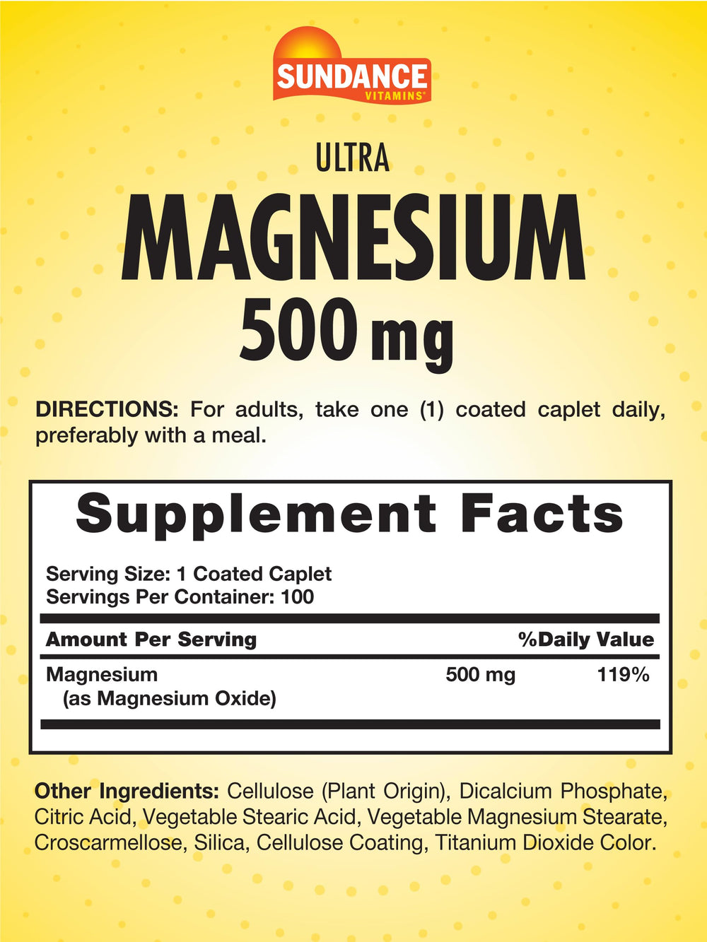 Front packaging of Sundance Magnesium Supplement showing branding