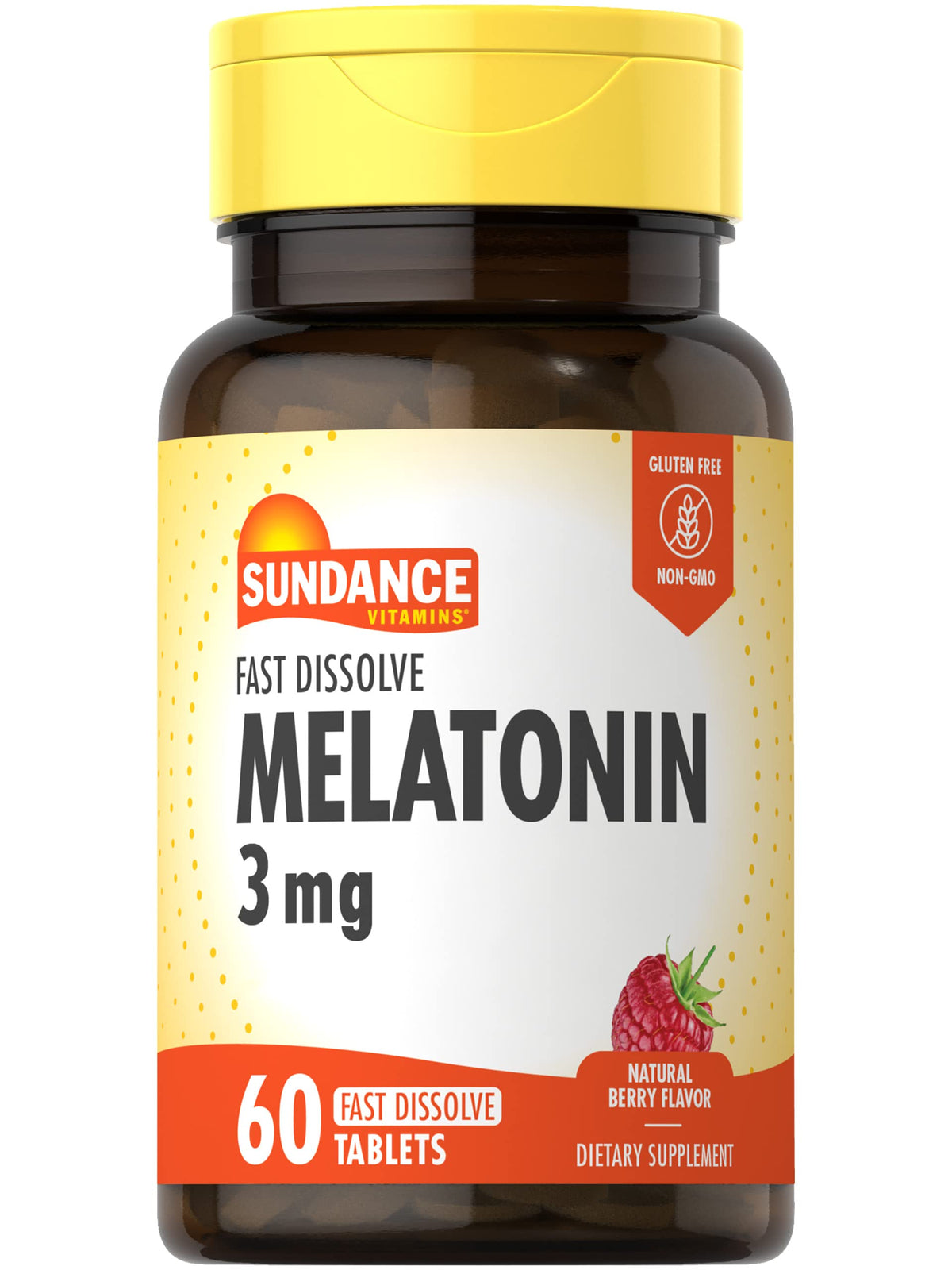 Sundance Melatonin 3mg Fast Dissolve tablets in bottle – berry flavor