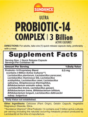 Close-up of Sundance Probiotic-14 Complex capsules