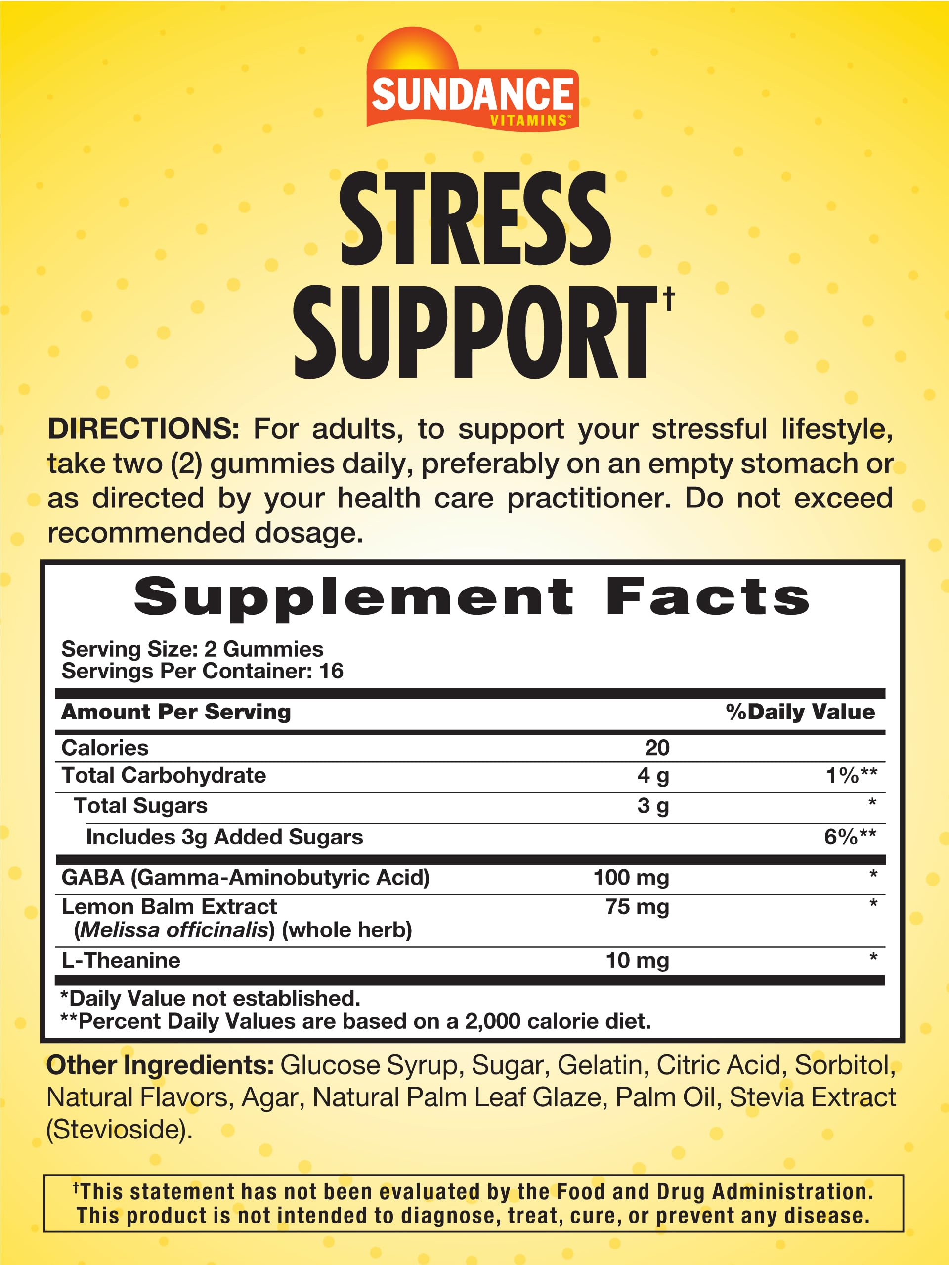 Close-up of lemon strawberry flavored Sundance Stress Support Gummies