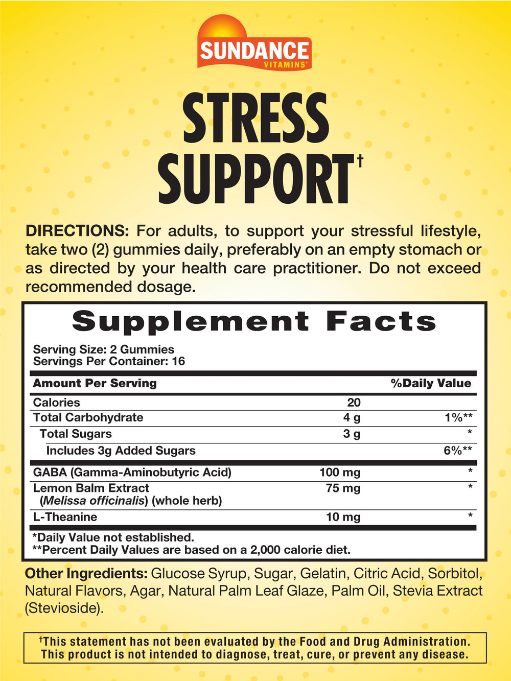Close-up of lemon strawberry flavored Sundance Stress Support Gummies