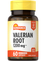 Bottle of Sundance Valerian Root Supplement with 60 quick-release capsules