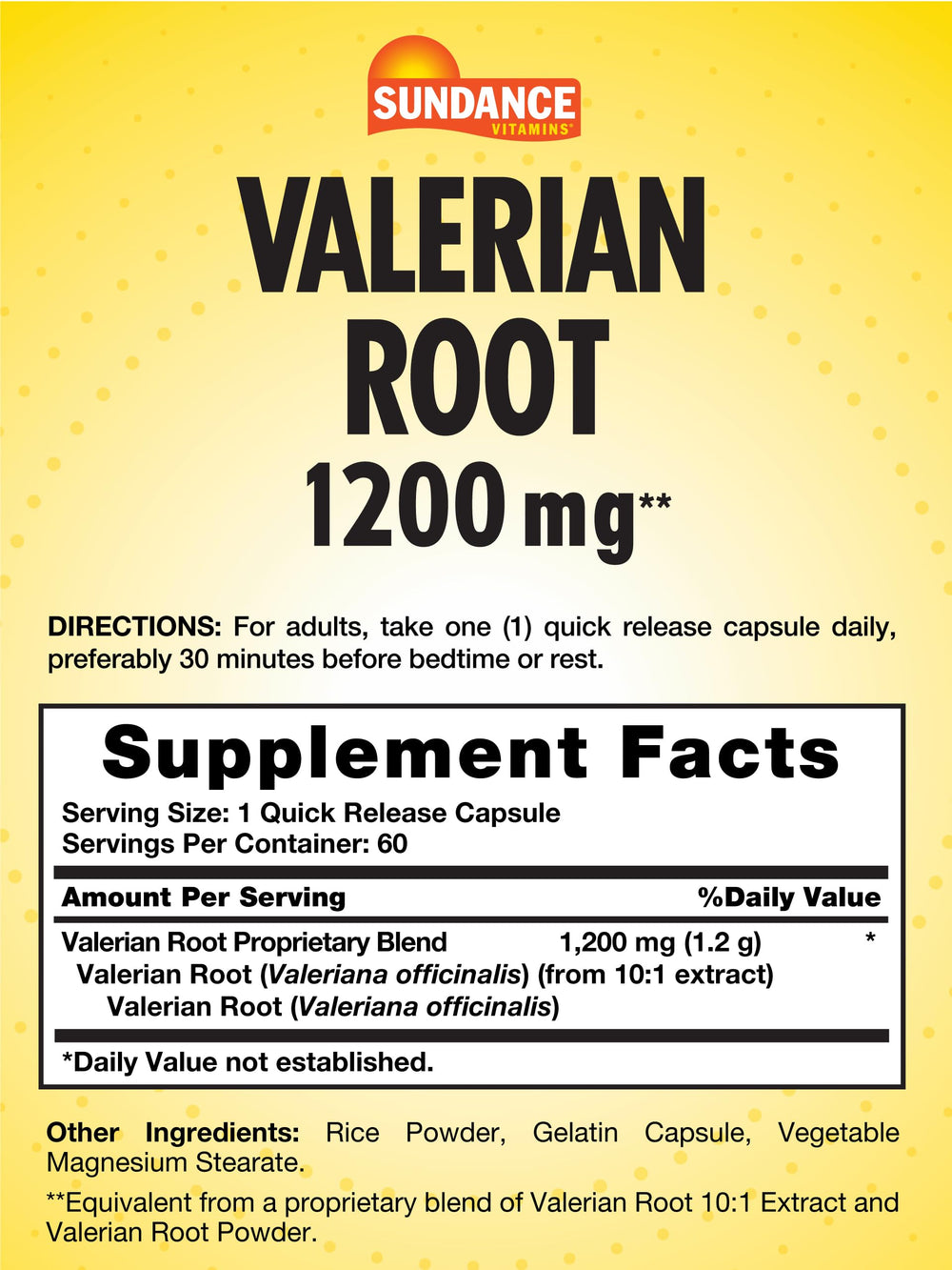 Close-up of label showing 1200 mg per serving
