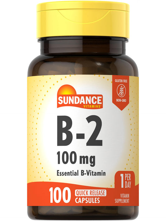 Bottle of Sundance Vitamin B-2 100mg capsules