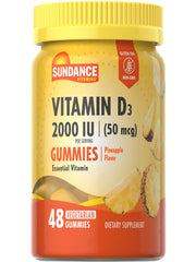 Sundance Vitamin D3 Gummies Pineapple flavor bottle with 2000 IU per serving