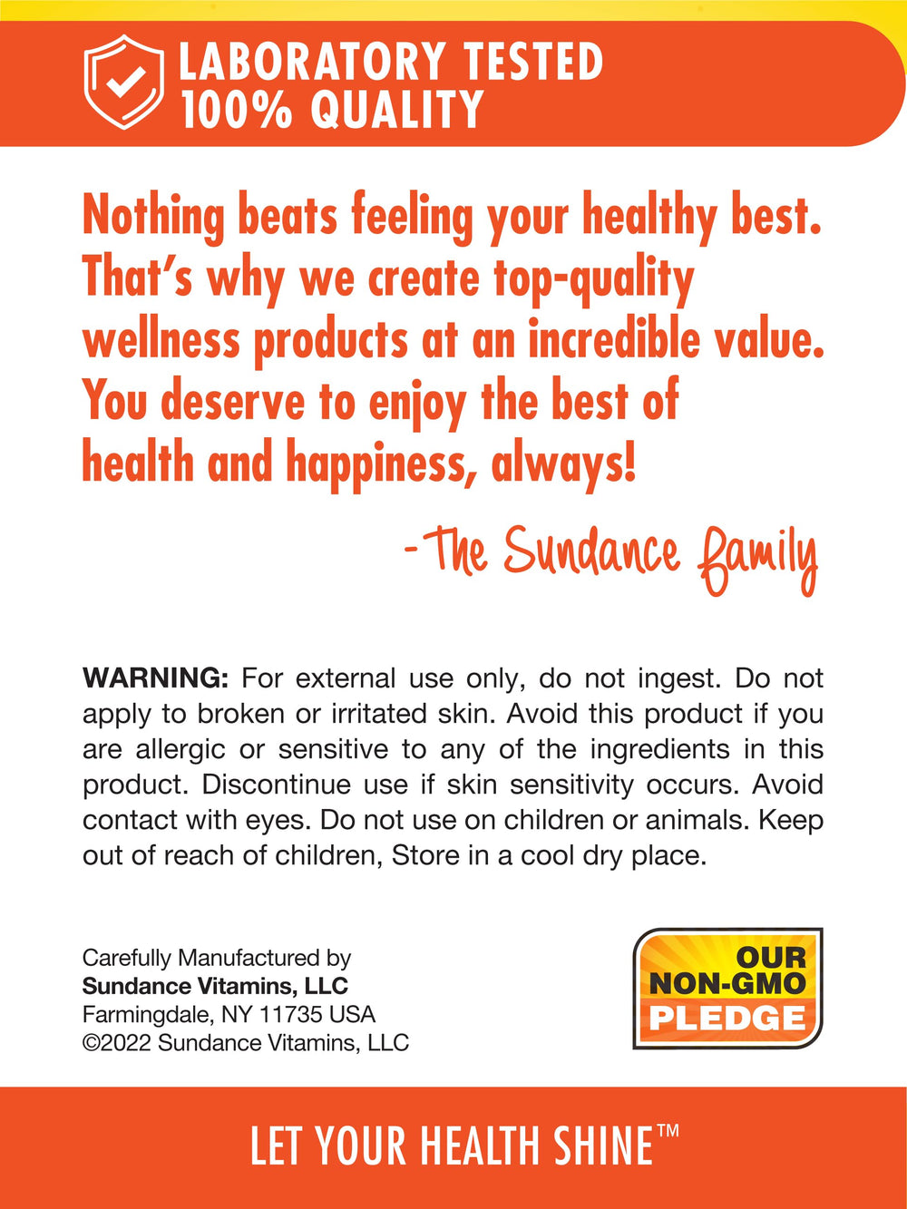 Packaging of Sundance Vitamin E Oil 4 oz lemon-scented bottle