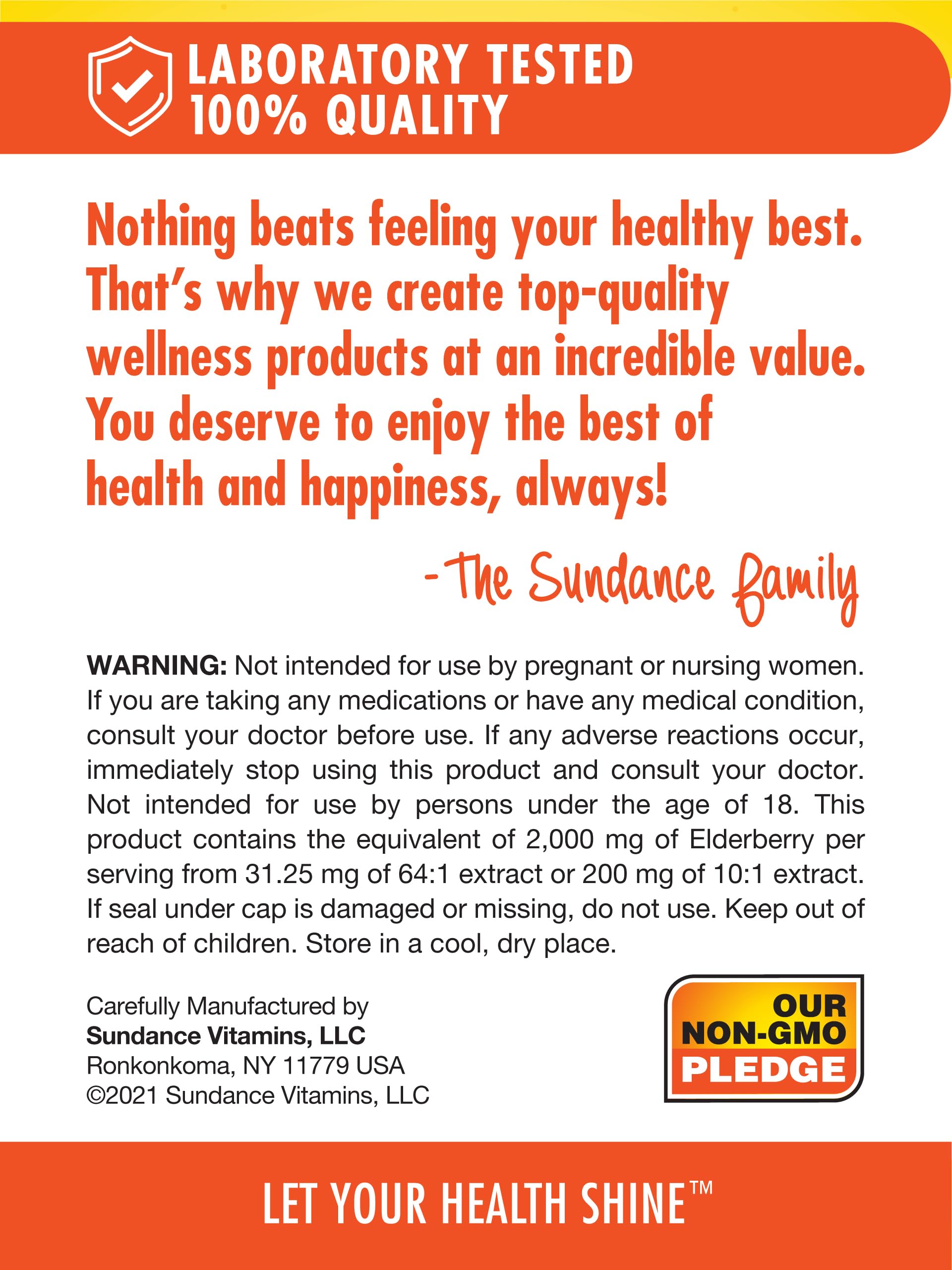 Front view of Sundance Vitamins packaging