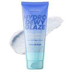 Sunday Essence Face Scrub bottle close-up highlighting hydrating formula for smoother skin.