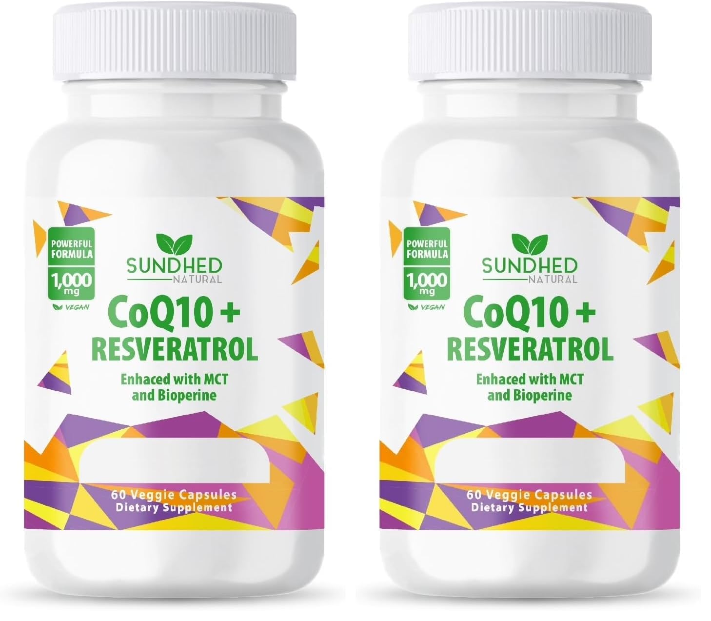 Sundhed Natural CoQ10 + Resveratrol capsules bottle – Pack of 2
