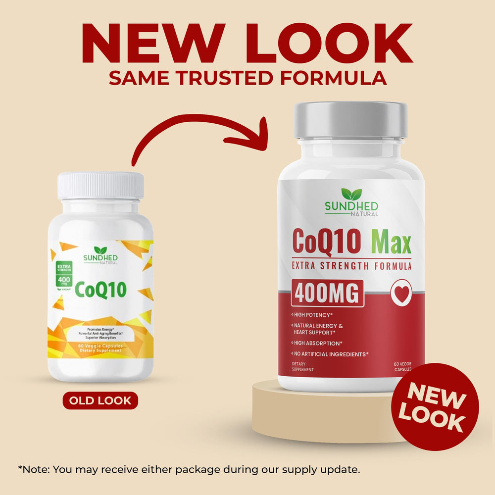 Back label detail of Sundhed Natural CoQ10 400mg Vegan bottle