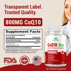 CoQ10 bottle label close-up