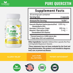 Supplement facts label on Sundhed Quercetin bottle