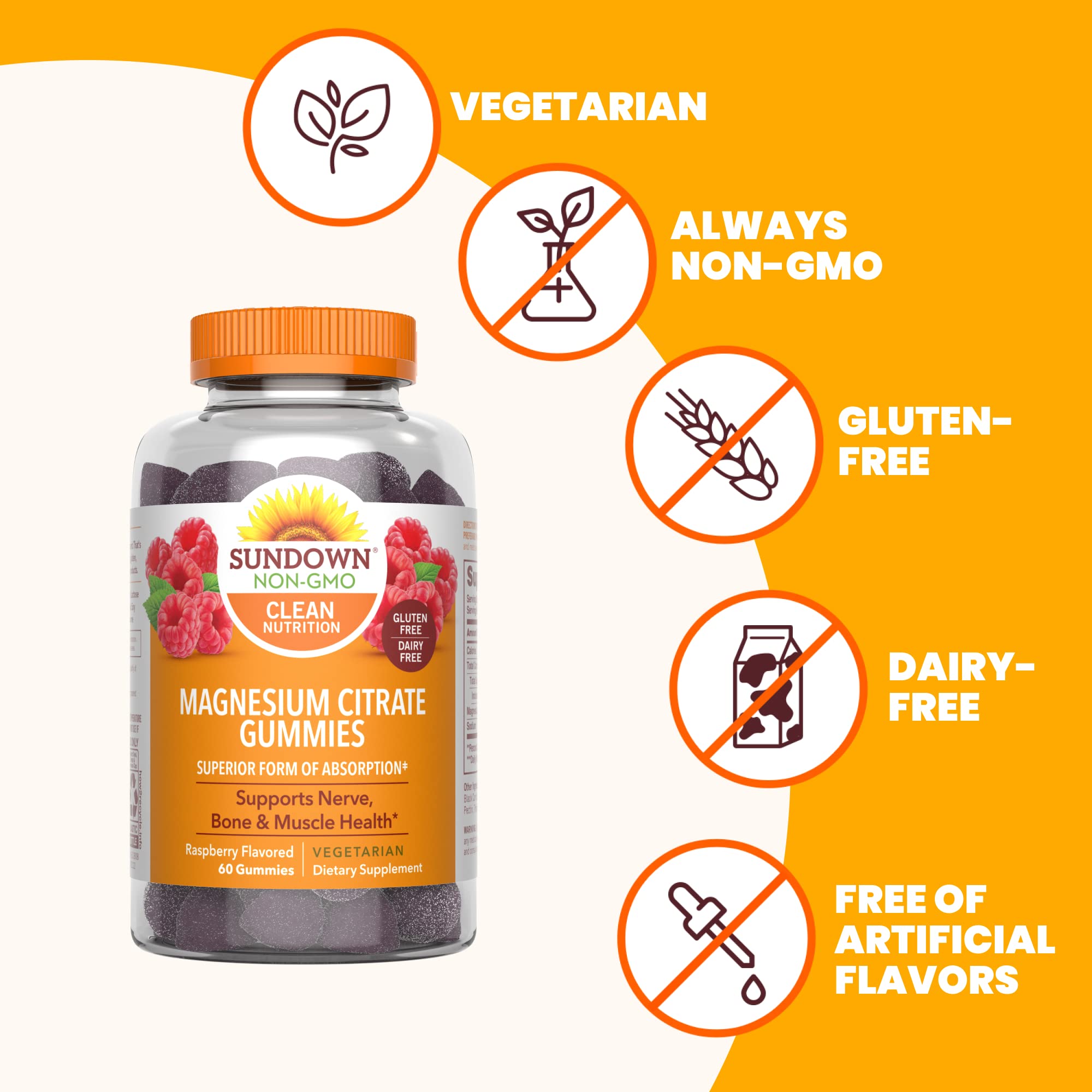 Nutrition facts label on Sundown Magnesium Citrate Gummies bottle