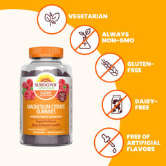 Nutrition facts label on Sundown Magnesium Citrate Gummies bottle