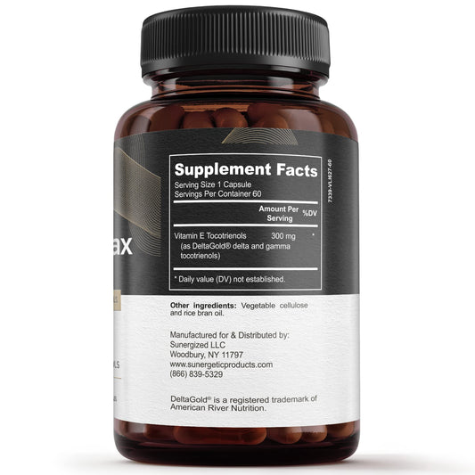 Close-up of a 300 mg DeltaGold tocotrienol capsule