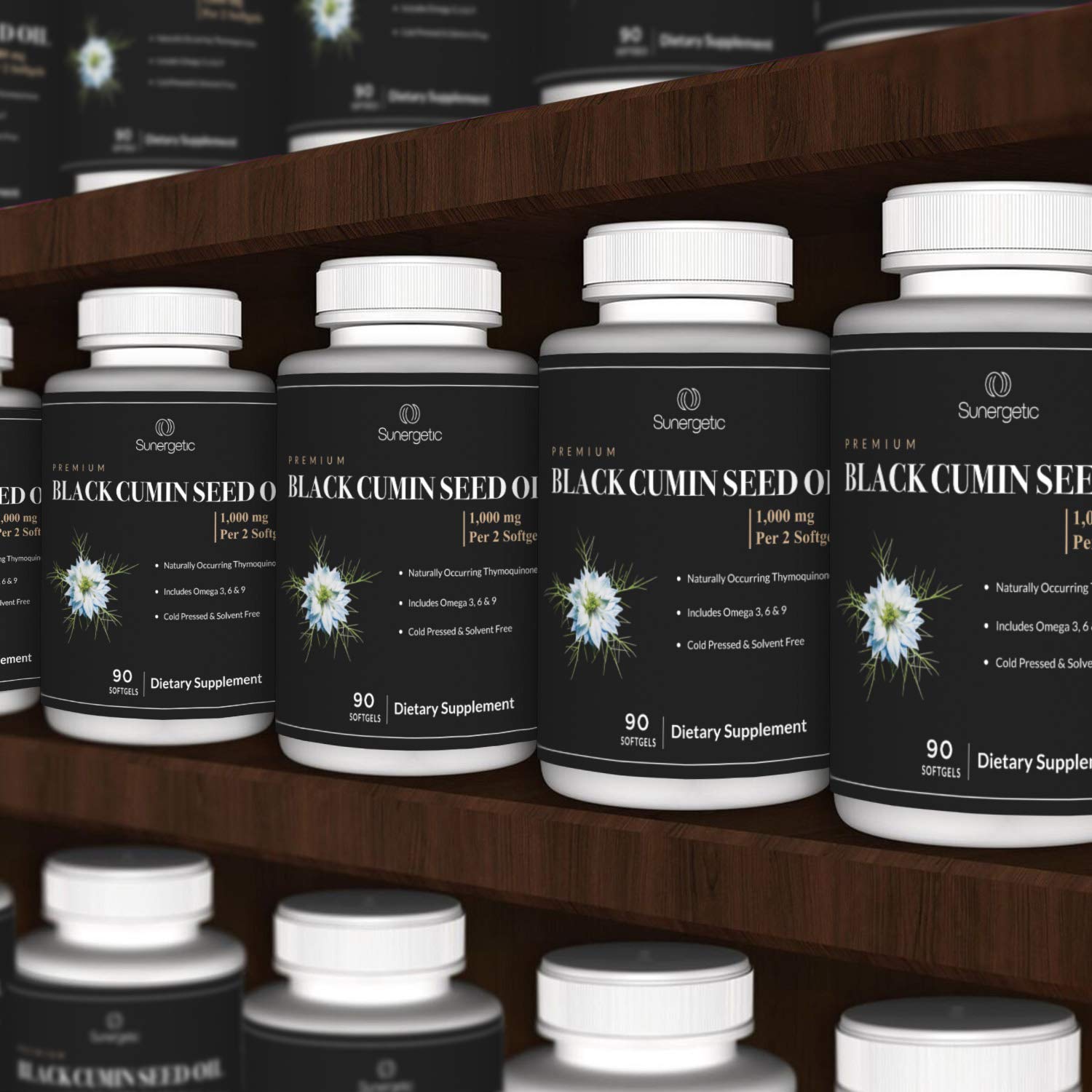 Non-GMO and cold-pressed labeling on bottle