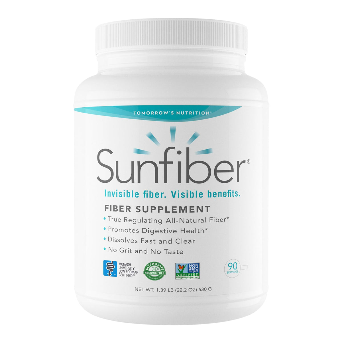 Tomorrow's Nutrition Sunfiber packaging for 90 servings